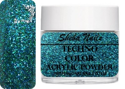 Sheba Nails Techno Color Acrylic Powder - Sparkling Teal