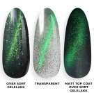 Eksempelbilde med Galaxy Cat Eye #05 (fra venstre) over sort gelelakk, lagt for seg selv uten farge under, og til sist over sort gelelakk med matt top coat. thumbnail