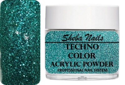Sheba Nails Techno Color Acrylic Powder - Glitter Turquoise
