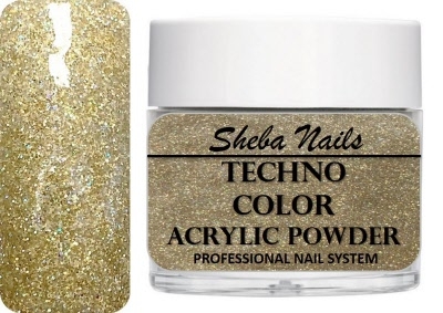 Sheba Nails Techno Color Acrylic Powder - Glitter Holographic Gold