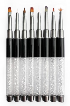 Crystal & Black Brush Kit - Pakke med 8 pensler 
