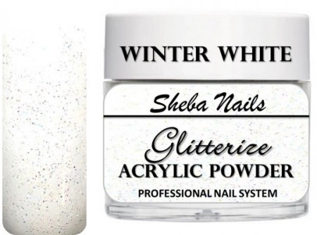 Sheba Nails - Glitterize Acrylic Powder - Winter White - 15 ml