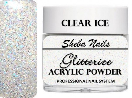 Sheba Nails - Glitterize Acrylic Powder - Clear Ice - 15 ml