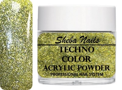 Sheba Nails Techno Color Acrylic Powder - Glitter Lime Margarita