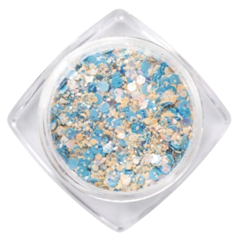 Mixed Holo Nail Dazzling 20 - Golden Apricot, Blue & Fairy Dust