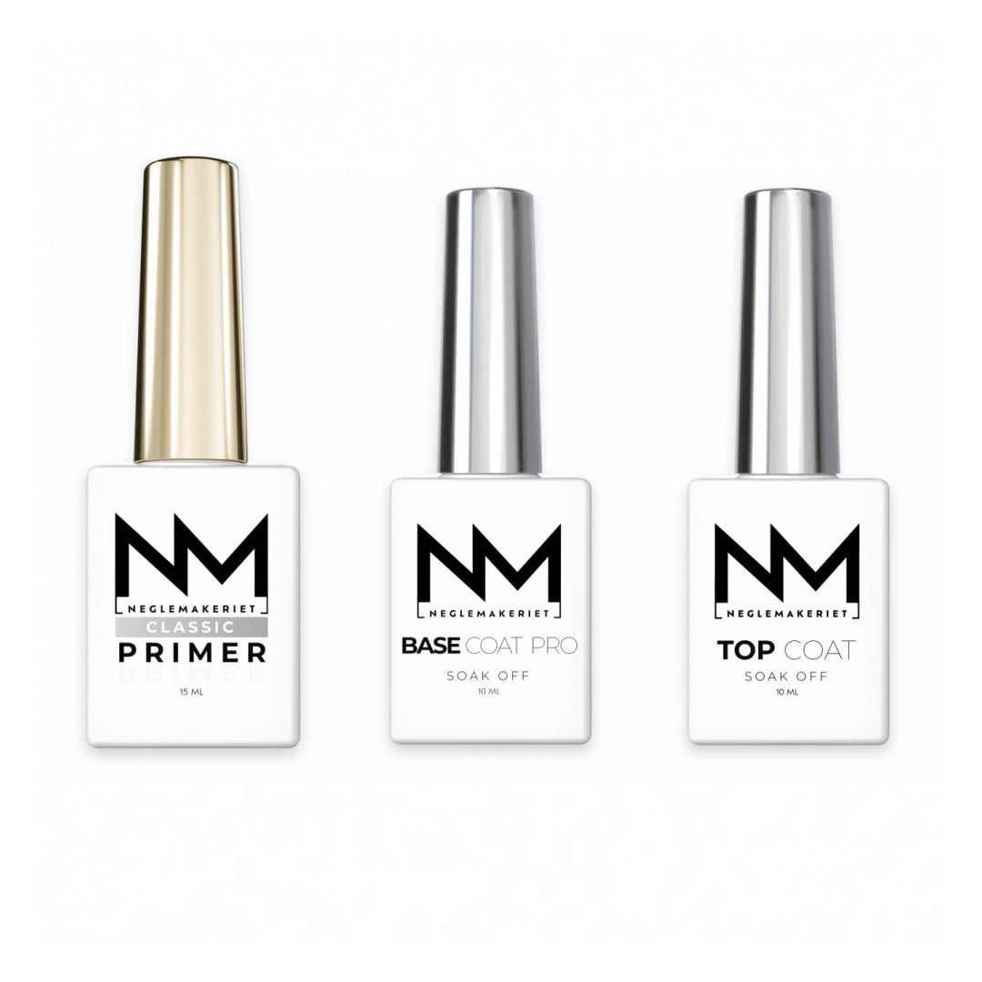 Neglemakeriet Classic Primer, Base Coat Pro & Top Coat