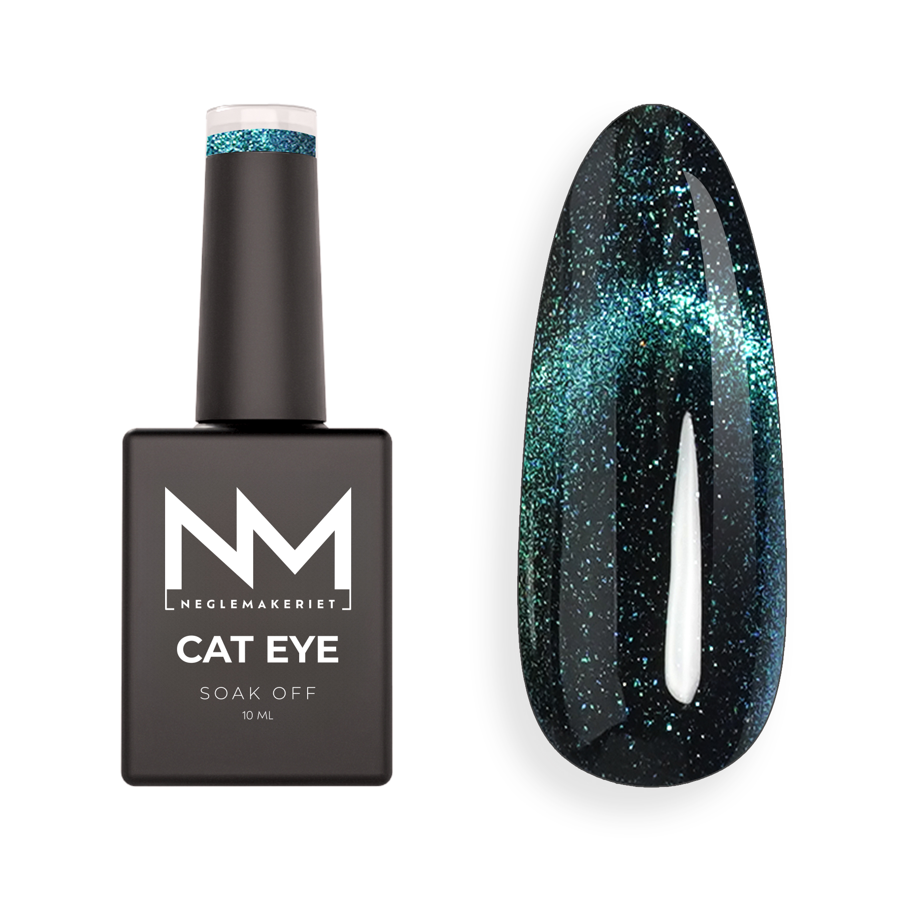 Galaxy Cat Eye Gel Polish, eksempel over sort gelelakk.